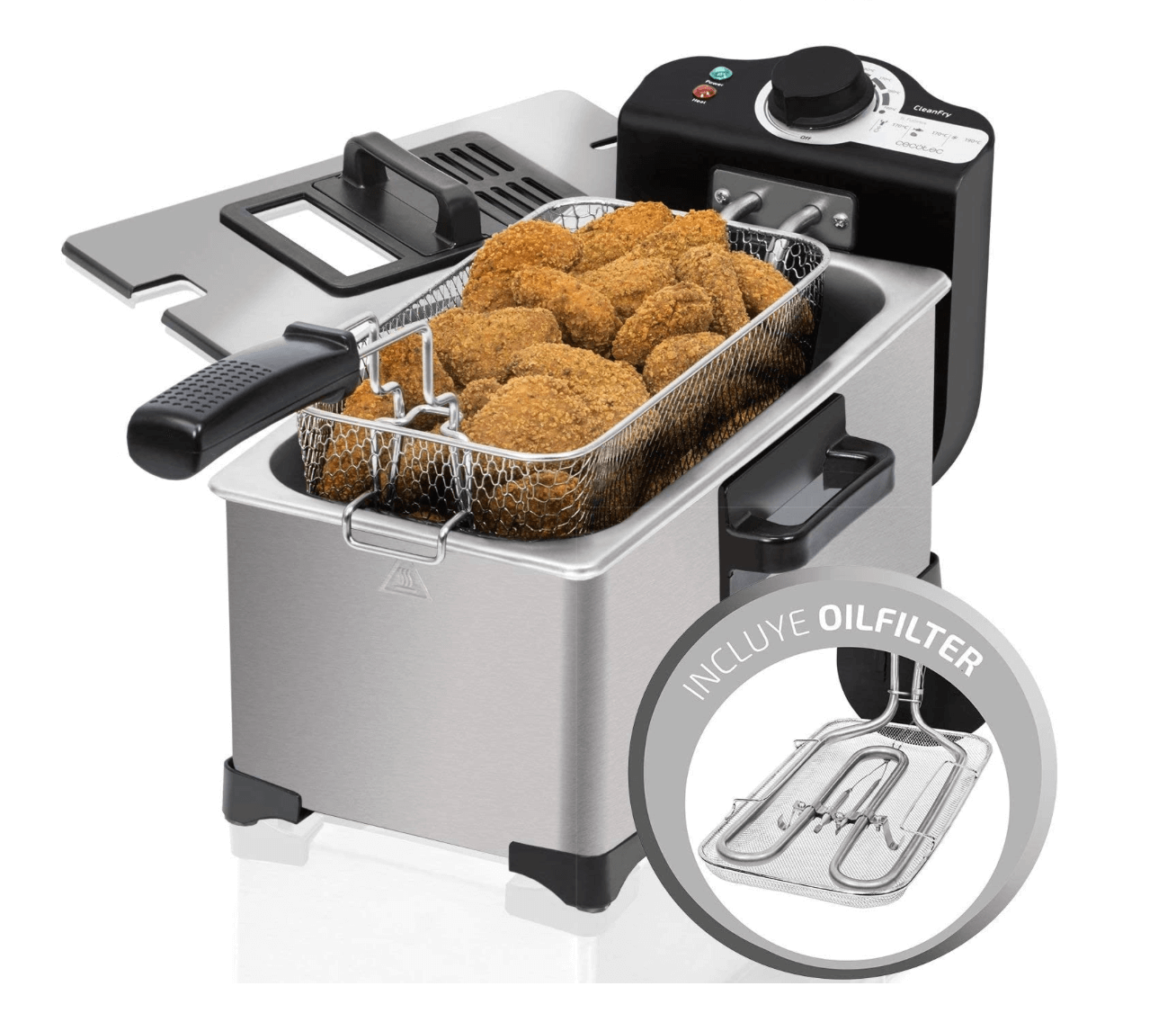 Cecotec Freidora Eléctrica CleanFry 3L full Inox